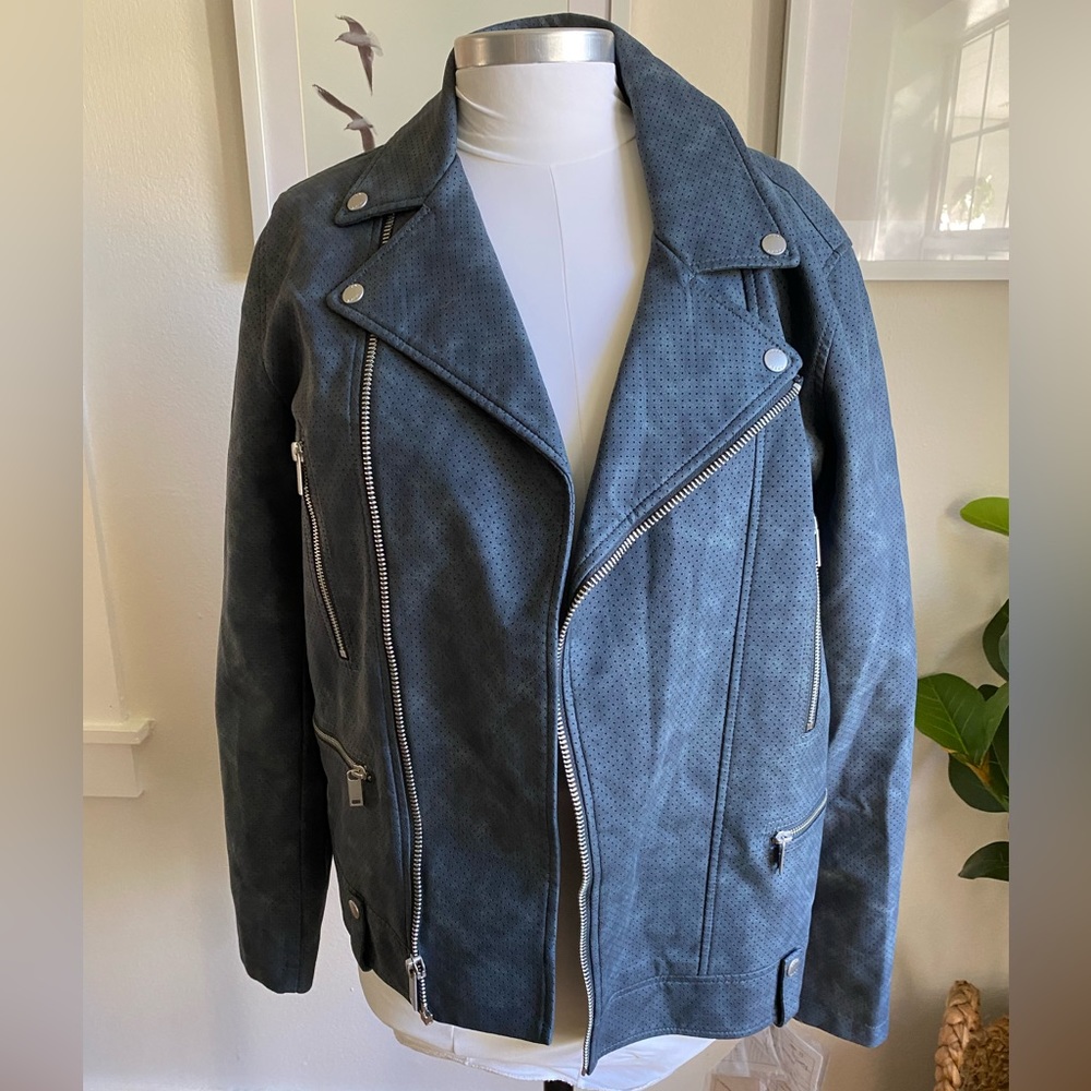 DKNY Peforated Leather Moto Jacket